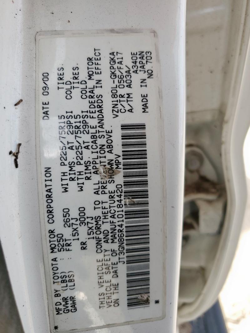 JT3GN86R410184420 - 2001 TOYOTA 4RUNNER SR5 白色 照片 12