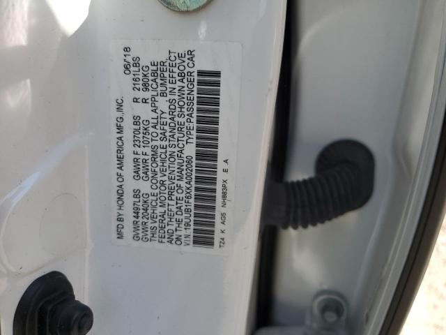 19UUB1F6XKA002060 - 2019 ACURA TLX TECHNOLOGY WHITE photo 13