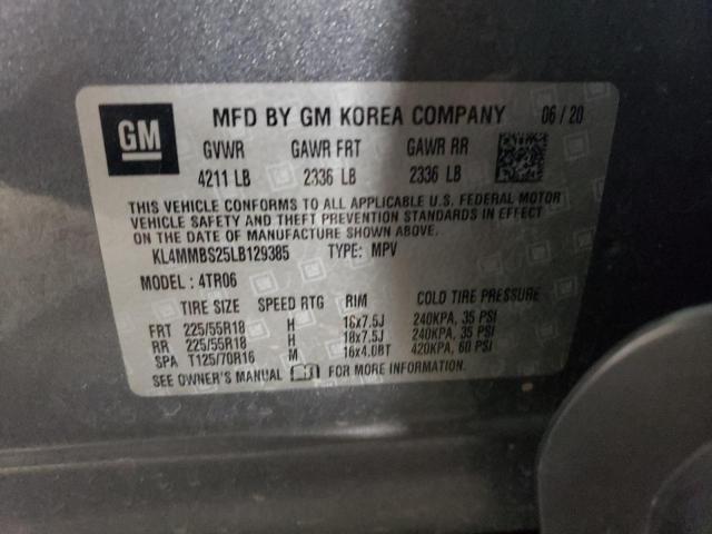 KL4MMBS25LB129385 - 2020 BUICK ENCORE GX PREFERRED GRAY photo 12