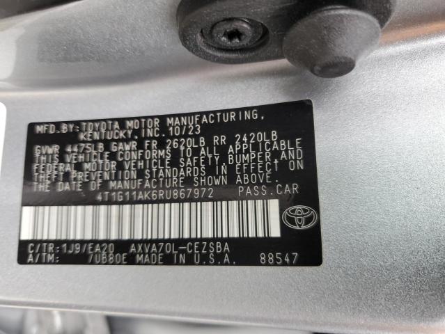 4T1G11AK6RU867972 - 2024 TOYOTA CAMRY SE NIGHT SHADE SILVER photo 12