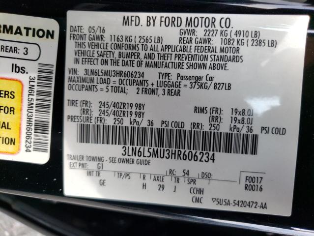 3LN6L5MU3HR606234 - 2017 LINCOLN MKZ HYBRID RESERVE BLACK photo 12