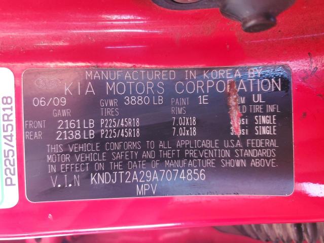 KNDJT2A29A7074856 - 2010 KIA SOUL + RED photo 12