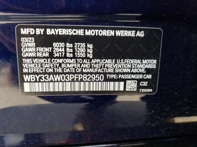 WBY33AW03PFP82950 - 2023 BMW I4 M50 BLUE photo 12