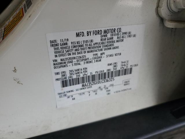 MAJ3S2GE0LC336325 - 2020 FORD ECOSPORT SE 白色 照片 13