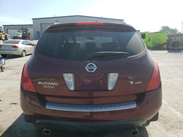 JN8AZ08WX7W600653 - 2007 NISSAN MURANO SL MAROON photo 6