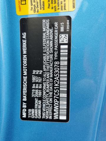 WMWXP7C51K2A53078 - 2019 MINI COOPER S 蓝色 照片 14