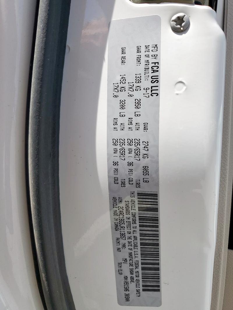 2C4RC1BG5JR113657 - 2018 CHRYSLER PACIFICA TOURING L أبيض صورة 13