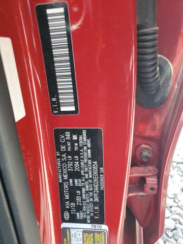 3KPF24AD2KE060854 - 2019 KIA FORTE FE Красный фото 12