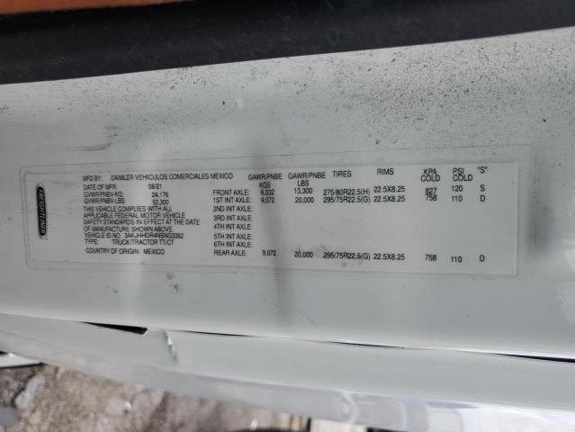 3AKJHHDR4NSNG3362 - 2022 FREIGHTLINER CASCADIA 1 თეთრი ფოტო 10