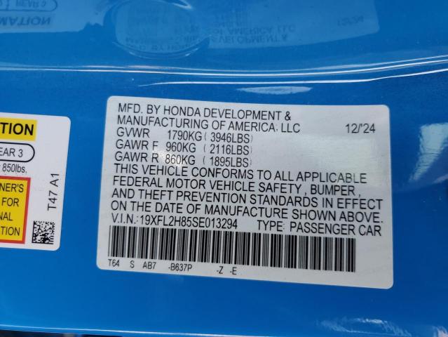 19XFL2H85SE013294 - 2025 HONDA CIVIC SPORT 蓝色 照片 12