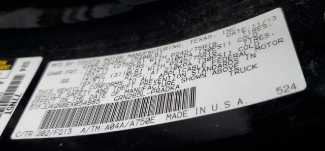 5TFJU4GN8EX054985 - 2014 TOYOTA TACOMA DOUBLE CAB PRERUNNER BLACK photo 12