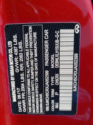 SJKCH5CRXJA052399 - 2018 INFINITI QX30 BASE MAROON photo 12