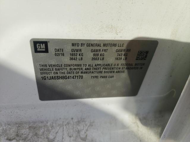 1G1JA6SH8G4147170 - 2016 CHEVROLET SONIC LS Ağ foto 12