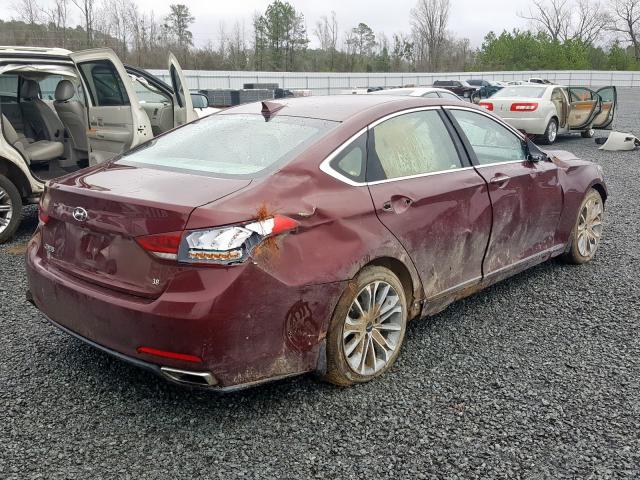 KMHGN4JE0GU130991 - 2016 HYUNDAI GENESIS 3.8L MAROON photo 4