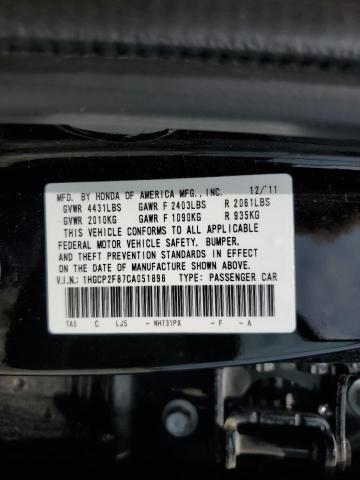 1HGCP2F87CA051898 - 2012 HONDA ACCORD EXL BLACK photo 13