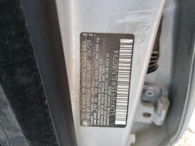 5UXFB935X3LN80794 - 2003 BMW X5 4.6IS SILVER photo 10