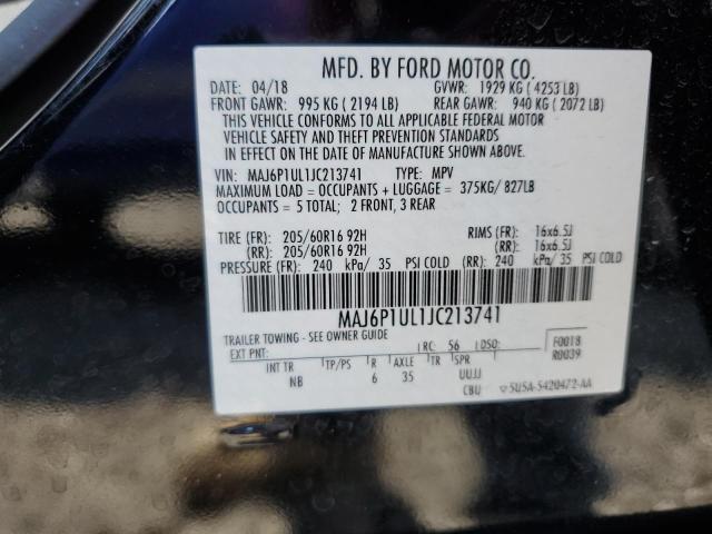 MAJ6P1UL1JC213741 - 2018 FORD ECOSPORT SE BLACK photo 13