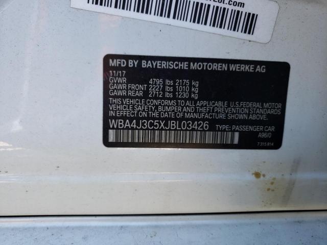 WBA4J3C5XJBL03426 - 2018 BMW 430XI GRAN COUPE 白色 照片 12