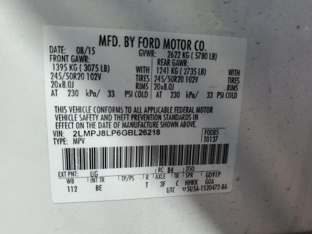 2LMPJ8LP6GBL26218 - 2016 LINCOLN MKX RESERVE Ağ foto 13