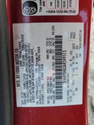 3FAHP0HA3AR349513 - 2010 FORD FUSION SE RED photo 12