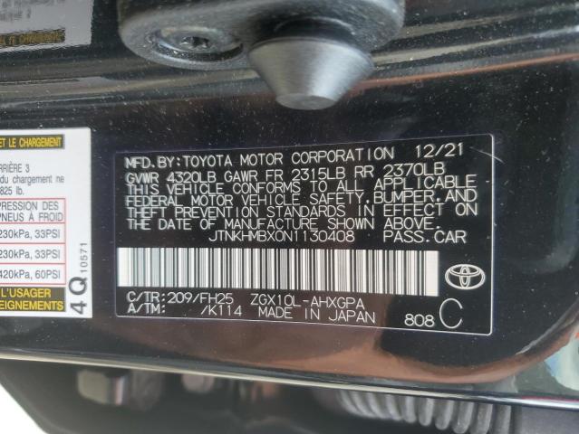 JTNKHMBX0N1130408 - 2022 TOYOTA C-HR XLE BLACK photo 12