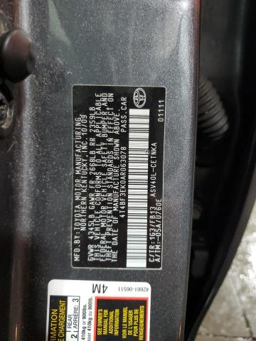 4T4BF3EK0AR063078 - 2010 TOYOTA CAMRY BASE GRAY photo 13