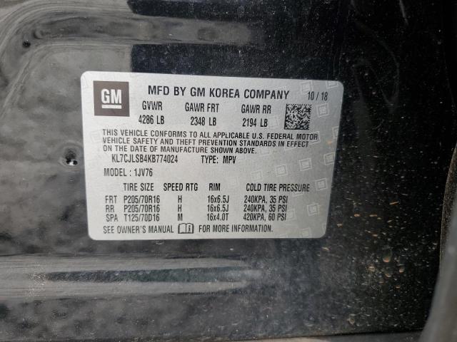 KL7CJLSB4KB774024 - 2019 CHEVROLET TRAX 1LT Negro foto 13