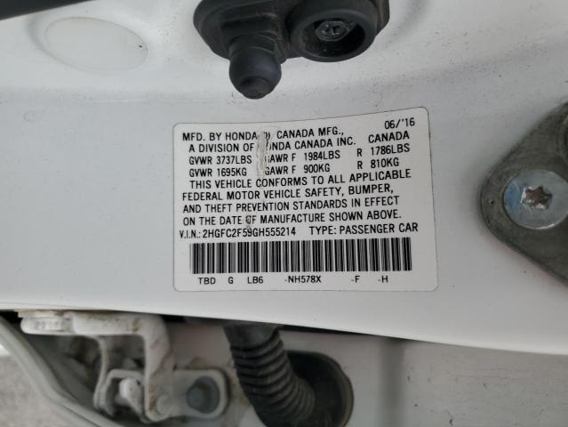 2HGFC2F59GH555214 - 2016 HONDA CIVIC LX 白色 照片 12