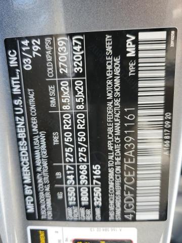 4JGDF7CE7EA391161 - 2014 MERCEDES-BENZ GL 450 4MATIC SILVER photo 13