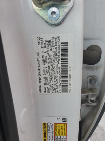 1HGCV1F39LA056539 - 2020 HONDA ACCORD SPORT 白色 照片 12