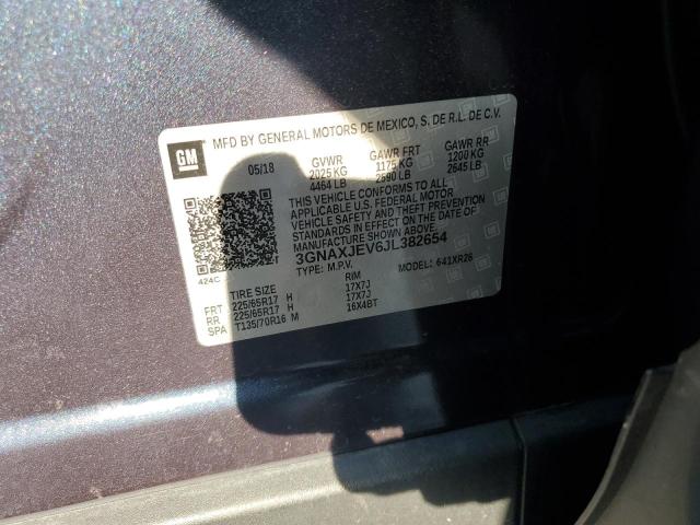 3GNAXJEV6JL382654 - 2018 CHEVROLET EQUINOX LT 蓝色 照片 14