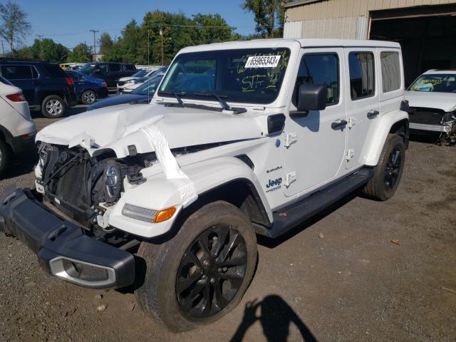 1C4JJXP68MW727989 - 2021 JEEP WRANGLER U SAHARA 4XE WHITE photo 1