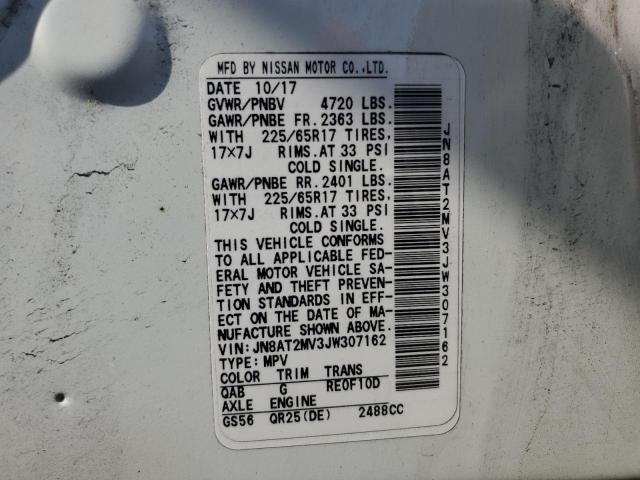 JN8AT2MV3JW307162 - 2018 NISSAN ROGUE S WHITE photo 14