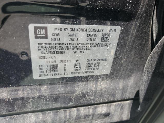 KL4CJFSB7FB250886 - 2015 BUICK ENCORE CONVENIENCE შავი ფოტო 13