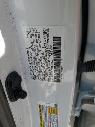 5FNYF6H51MB098337 - 2021 HONDA PILOT EXL WHITE photo 12