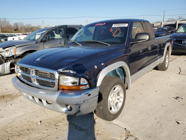 1D7GL42K04S524356 - 2004 DODGE DAKOTA SLT BLUE photo 2