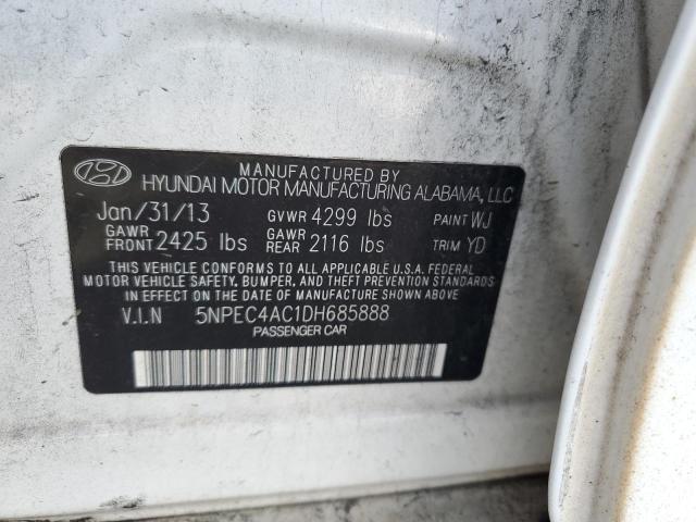 5NPEC4AC1DH685888 - 2013 HYUNDAI SONATA SE WHITE photo 13