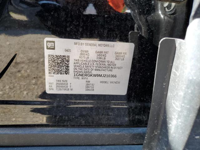 1GNERGKW9MJ210366 - 2021 CHEVROLET TRAVERSE LT BLACK photo 13