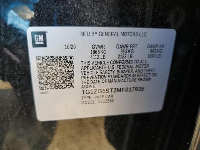 1G1ZG5ST2MF017935 - 2021 CHEVROLET MALIBU RS BLACK photo 12