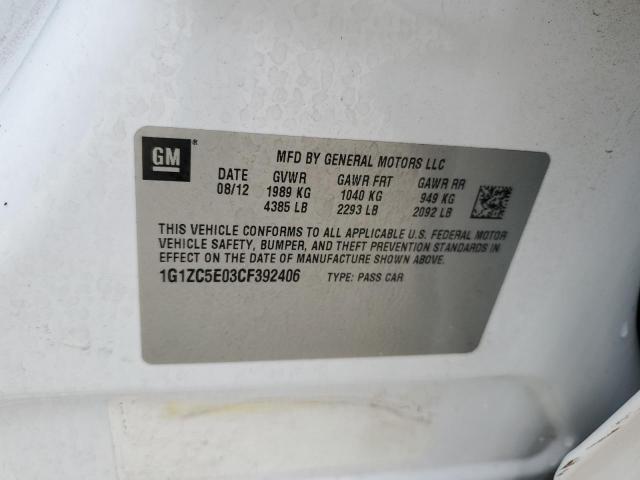 1G1ZC5E03CF392406 - 2012 CHEVROLET MALIBU 1LT 白色 照片 12