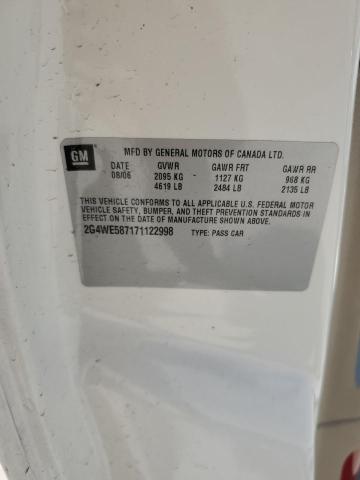 2G4WE587171122998 - 2007 BUICK LACROSSE CXS Սպիտակ լուսանկար 13