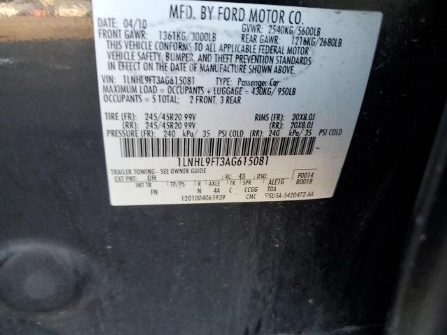 1LNHL9FT3AG615081 - 2010 LINCOLN MKS BLACK photo 12