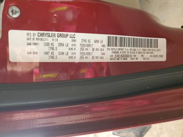 2C4RC1BG5ER360134 - 2014 CHRYSLER TOWN & COU TOURING RED photo 13