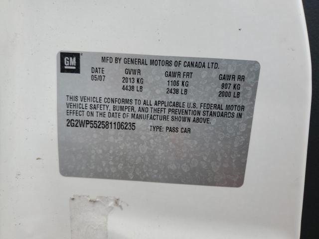 2G2WP552581106235 - 2008 PONTIAC GRAND PRIX WHITE photo 12