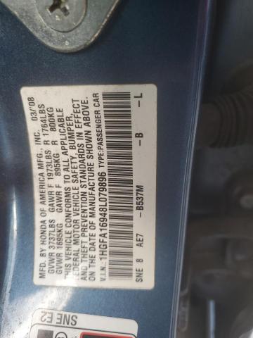 1HGFA16948L079896 - 2008 HONDA CIVIC EXL 蓝色 照片 12