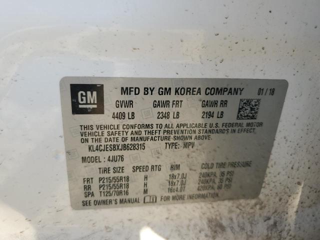KL4CJESBXJB628315 - 2018 BUICK ENCORE PREFERRED WHITE photo 12