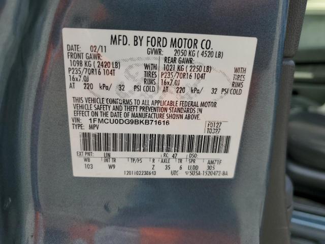 1FMCU0DG9BKB71616 - 2011 FORD ESCAPE XLT 蓝色 照片 13