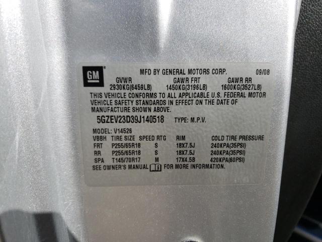 5GZEV23D39J140518 - 2009 SATURN OUTLOOK XR SILVER photo 13