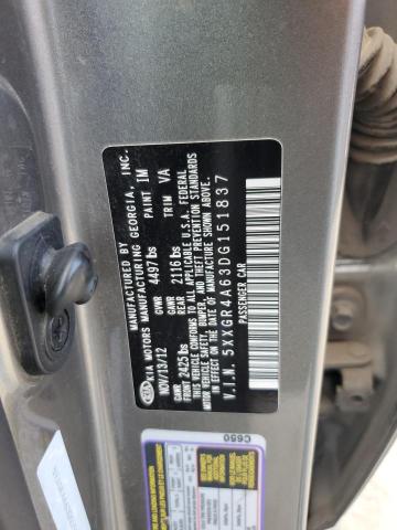 5XXGR4A63DG151837 - 2013 KIA OPTIMA SX SILVER photo 12