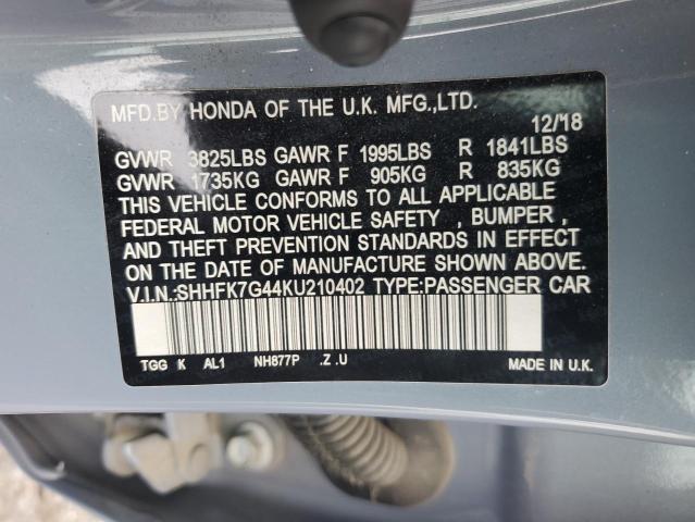 SHHFK7G44KU210402 - 2019 HONDA CIVIC SPORT GRAY photo 13